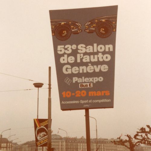 Panneau trapèze Loutan pour le 53ème Salon de l'auto de Genève, 1983